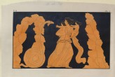 Print of the Decoration on a Greek Ceramic, showing Leto fleeing the Python with Apollo and Artemis
