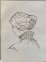 Enlarged outline Drawing of Holbein's Drawing of a Woman from Basel, turned to the left