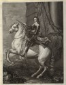 Engraving of van Dyck's Portrait of Prince Francesco Tommaso di Savoia-Carignano on horseback