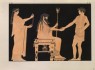 Petit, L. - Print of the Decoration on a Greek Crater, showing Poseidon with a Young Man and a Young Woman